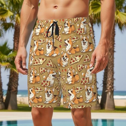 Men's Sea Turtles Exotic Tropical Leaves Beach Shorts Quick Dry Swim Trunks Mesh Lining Swim Shorts with Pockets2