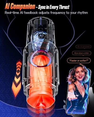 Image of EINSEO Male Masturbator Sex Toys for Men with 3 Replaceable Signature Sleeves, AI & APP Control Pocket Pussy, 5-Speed Thrusting Male Stroker, 360 Real Warm Heating & Brushless Motor Fetish Jewelry