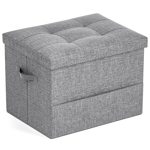 Dayacoco Storage Ottoman Foot Stool Foldable Small Ottoman Foot Rest Ottoman with Storage 43L Capacity Load up to 150 kg for Living Room Bedroom (43x33x33cm Dark Grey)