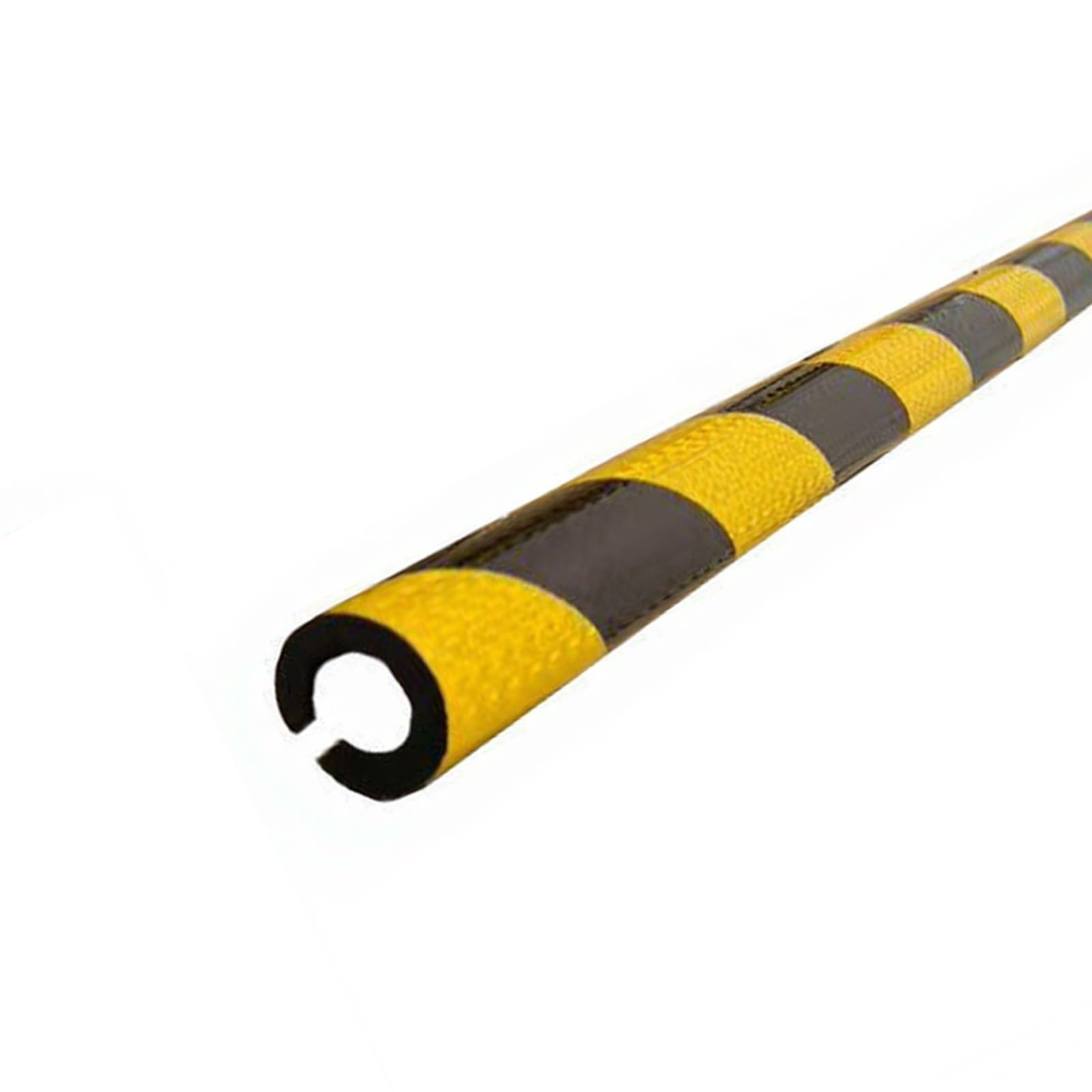 Protector de bordes de espuma acolchado de seguridad, protectores de esquina de pared reflectantes industriales amarillos y negros, tiras de goma redondas autoadhesivas, 39 pulgadas (5 unidades)