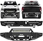 FINDAUTO Front Bumper & Rear Bumper Fit for 2019-2021 for Dodge Ram 1500 Upgraded Textured Black Rock Crawler Bumper with Winch Plate(Except classics)