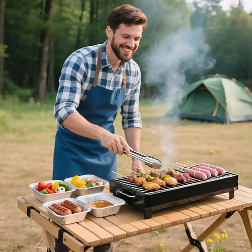 BTSD-home 25 Stück Aluschalen Grillschalen Auflaufform mit Deckel Aluminium Schalen 600 ml Aluminiumfolie Schalen Behälter für Backen, Braten, Kochen