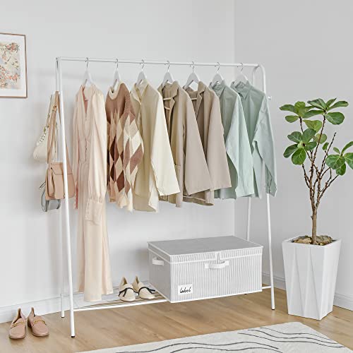 Granny Says Large Storage Bins With Lids, Shelf Basket, Canvas Decorative Storage Container For Wardrobe Closet Shelves, Bins For Closet Organization Storage Box Toys, White/Black, 1-Pack #TOP3