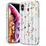 MOSNOVO Case for iPhone Xs/iPhone X, Wildflower Floral Flower Pattern Clear Design Printed Plastic Hard with TPU Bumper Protective Case Cover for Apple iPhone X/iPhone Xs