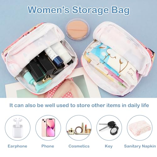 Image of Sanitary Pad Storage Bag Portable Period Bag for Teen Pads /Sanitary Napkins /Small Tampons, Sanitary Napkin Storage Bag First Period Gifts for Teen Girls (Cat)