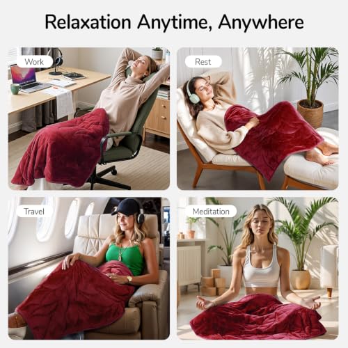 Image of Kaisa Weighted Blanket for Adults 7lbs 41 inch x 53 inch, Soft Heavy Cozy Luxury Crystal Velvet Small Weighted Lap Blanket, All-Season Blanket, Machine Washable, Burgundy