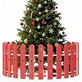 Harrms Weihnachtsbaum Zaun 35 Stück, Kinder- & Haustiersicherer Weihnachtsbaum Schutz, Stabiler Kunststoffzaun Miniatur Zaun für Weihnachtsbaum, Garten, Hochzeit, Party Dekoration, Rot