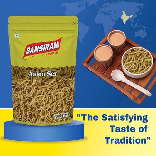 Image of Bansiram Aloo Sev | Authentic Indian Aloo Bhujia Namkeen | Crispy & Light Potato Snack | Delicious Spiced Ready-to-Eat Savory Snack | Perfect for Tea Time, Travel & Anytime Munching | 375g Pack