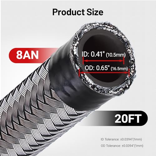 Image of EVIL ENERGY 8AN Fuel Line, 8AN Braided Fuel Hose Nylon CPE 20FT Silver