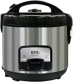 Panela Elétrica de Arroz 10 Xicaras EOS com Tampa Vidro Clear Glass Inox Preto EPA10PI 110V