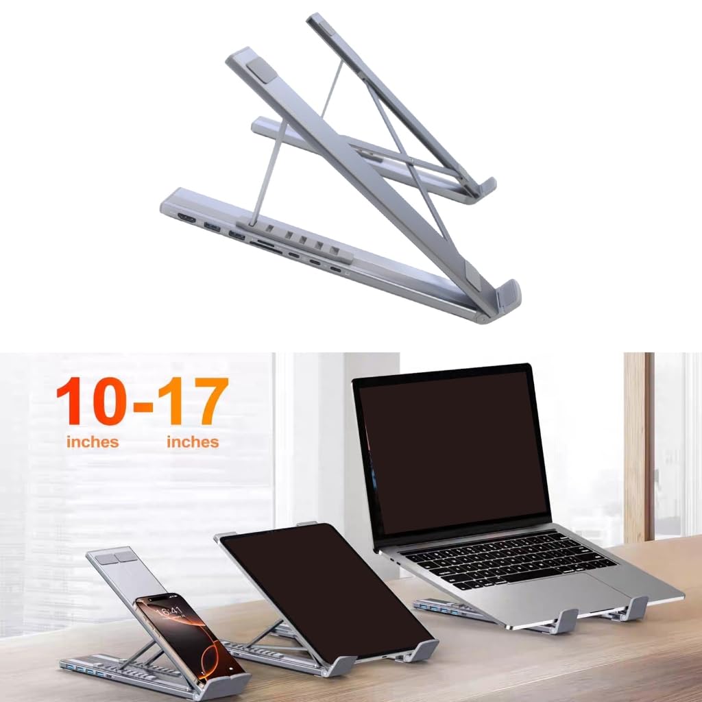 Stacja dokująca 7 w 1 typu C i składany stojak na laptopa wspornik chłodzący ze stopu aluminium