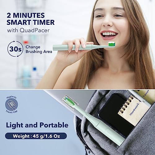 Image of ARISSON Sonic Electric Toothbrush for Adults and Kids, 40,000 VPM Power Toothbrush, 1.5H Fast Charge Ultrasonic Electric Toothbrushes with 2 Minutes Smart Timer, 1.6 Oz Travel Toothbrush, Powder Blue