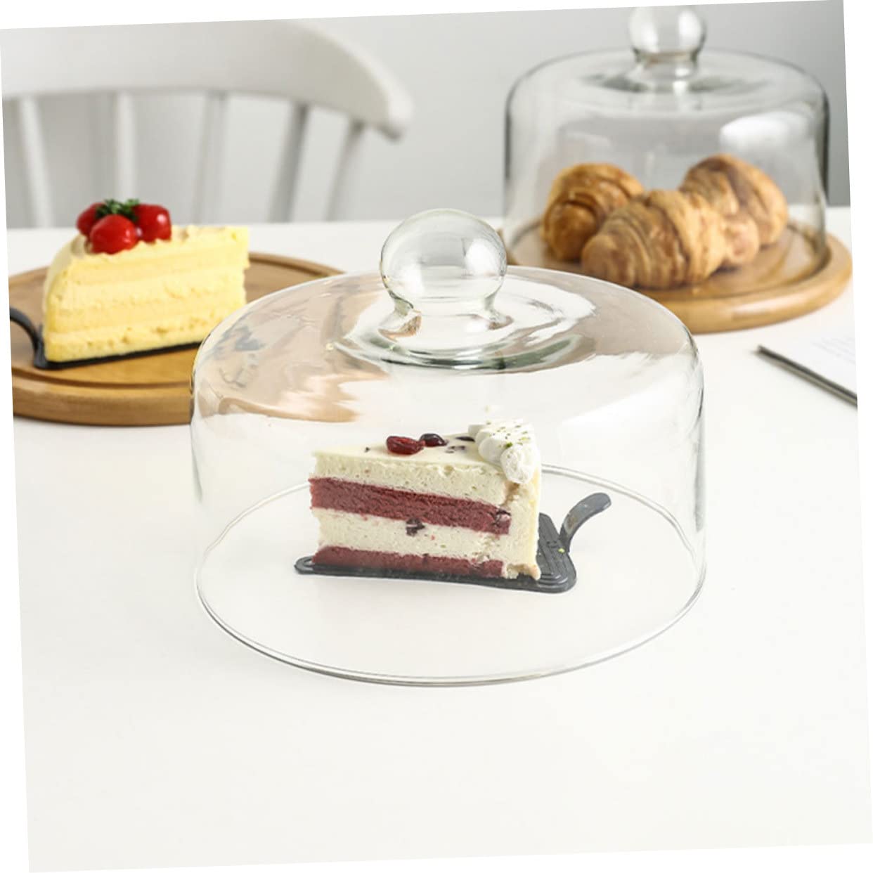 POPETPOP Cubierta de Pastel Transparente de Vidrio sin Plomo 26 Cm Asa Protectora para Alimentos Hogar Cocina Anti Polvo para Repostería y Postres