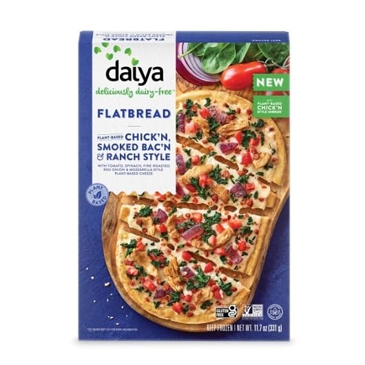 Daiya Plant Based Chick'n, Smoked Bac'n & Ranch Style Pizza Flatbread, Dairy Free, Gluten Free, 11.7 Ounces (Pack Of 8)