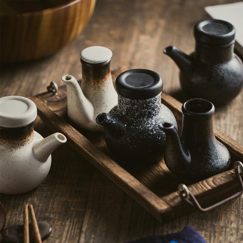 1/2pcs 125/250ml Porcelain Olive Oil Dispenser Bottle with Lid Soy Sauce Condiment Container Vinegar Dispenser Suitable for Storage of Liquid