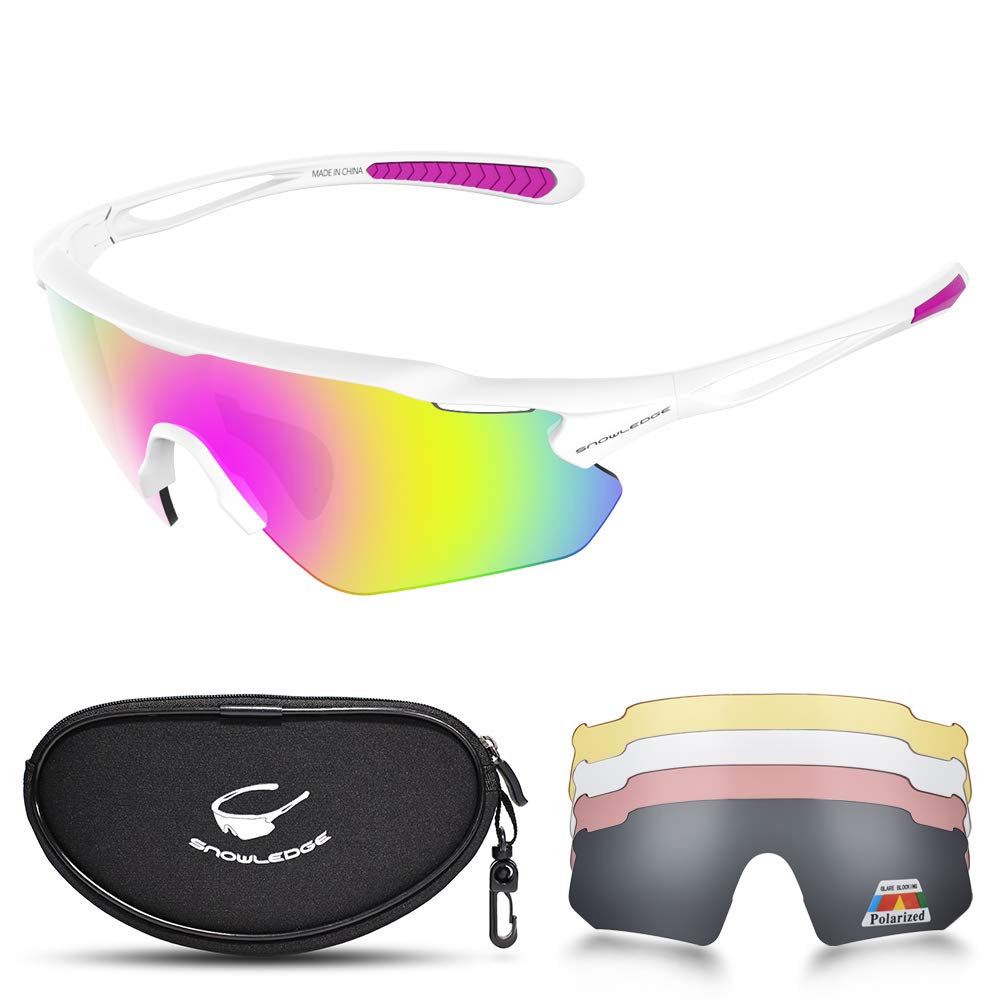 Cycling Glasses with Interchangeable Lenses, Mens Womens Polarized Sports Sunglasses, Running Baseball Cricket Sunglasses