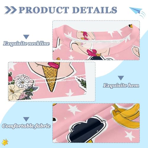 ALAZA Kids Rash Guard Girls Toddler Swim Shirts Short Sleeve Flower Banana Funny UPF 50+ 3T3