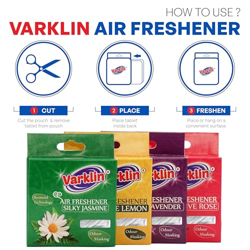 Image of Bathroom Air Freshener Blocks Pack of 4 (50gx4) - Mixed Fragrances: Lavender, Lemon, Jasmine, Rose - Long-Lasting Fragrances, Freshens and Refreshes Bathroom, (200g)