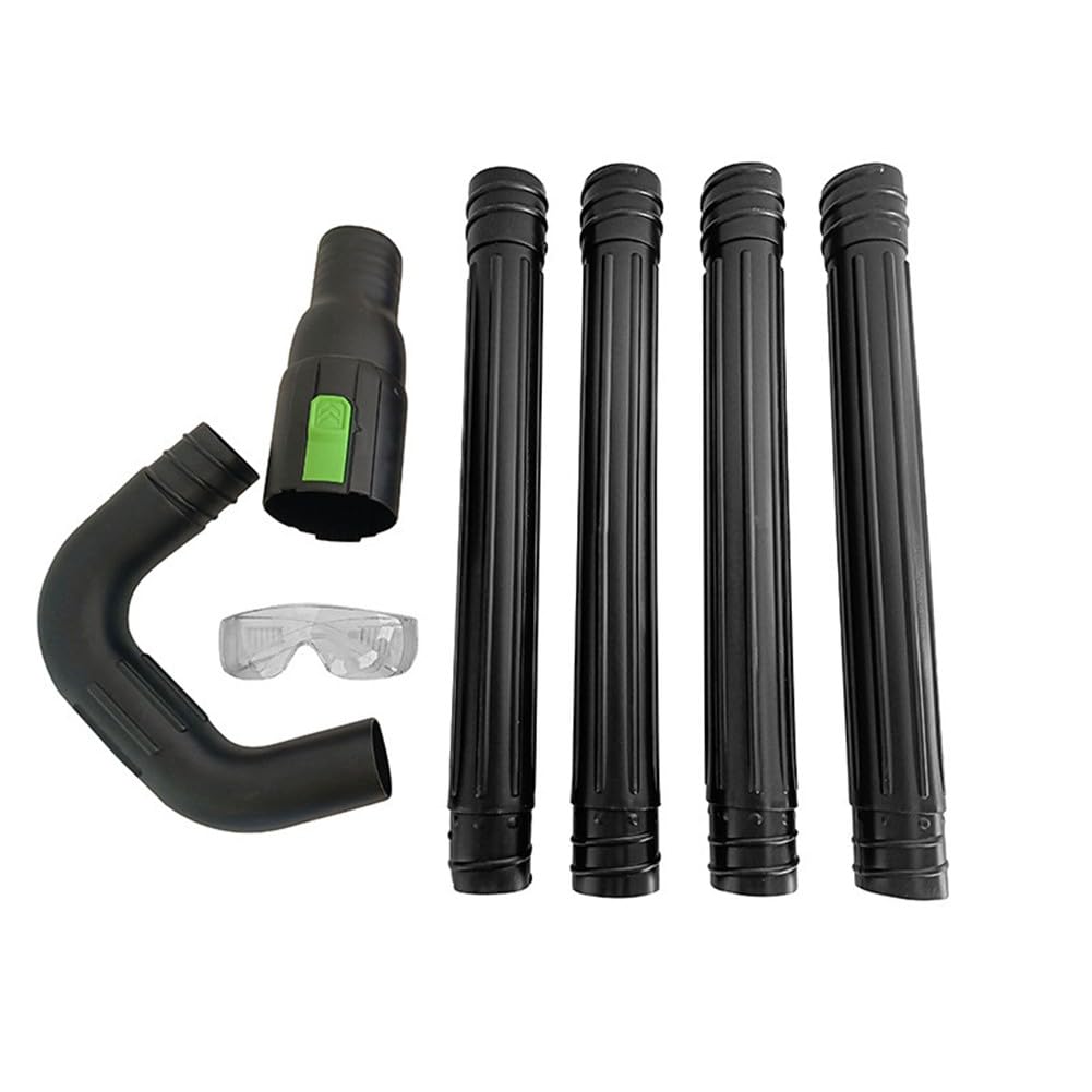 Herramienta de limpieza de canalones para sopladores de hojas, boquilla giratoria de 360° con 4 tubos de extensión, adaptador ajustable para limpieza segura del suelo de hojas y