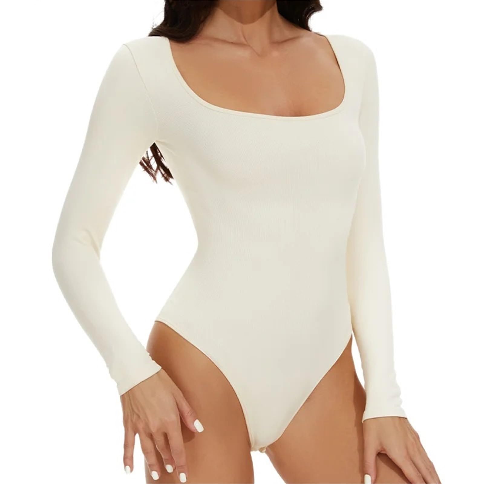 Ropa Interior Reductora Ropa interior femenina, Body de una pieza con entrepierna abierta, entrenador de cintura sin costuras de manga larga, moldeador de cuerpo, faja de vientre plana(Beige,XXXL)