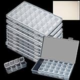 KINJOEK 12 Pack 28 Grids Diamond Paint Storage Boxes, 336 Slots Plastic Bead Organizer Containers with Labels, Movable Dividers Diamond Bead...