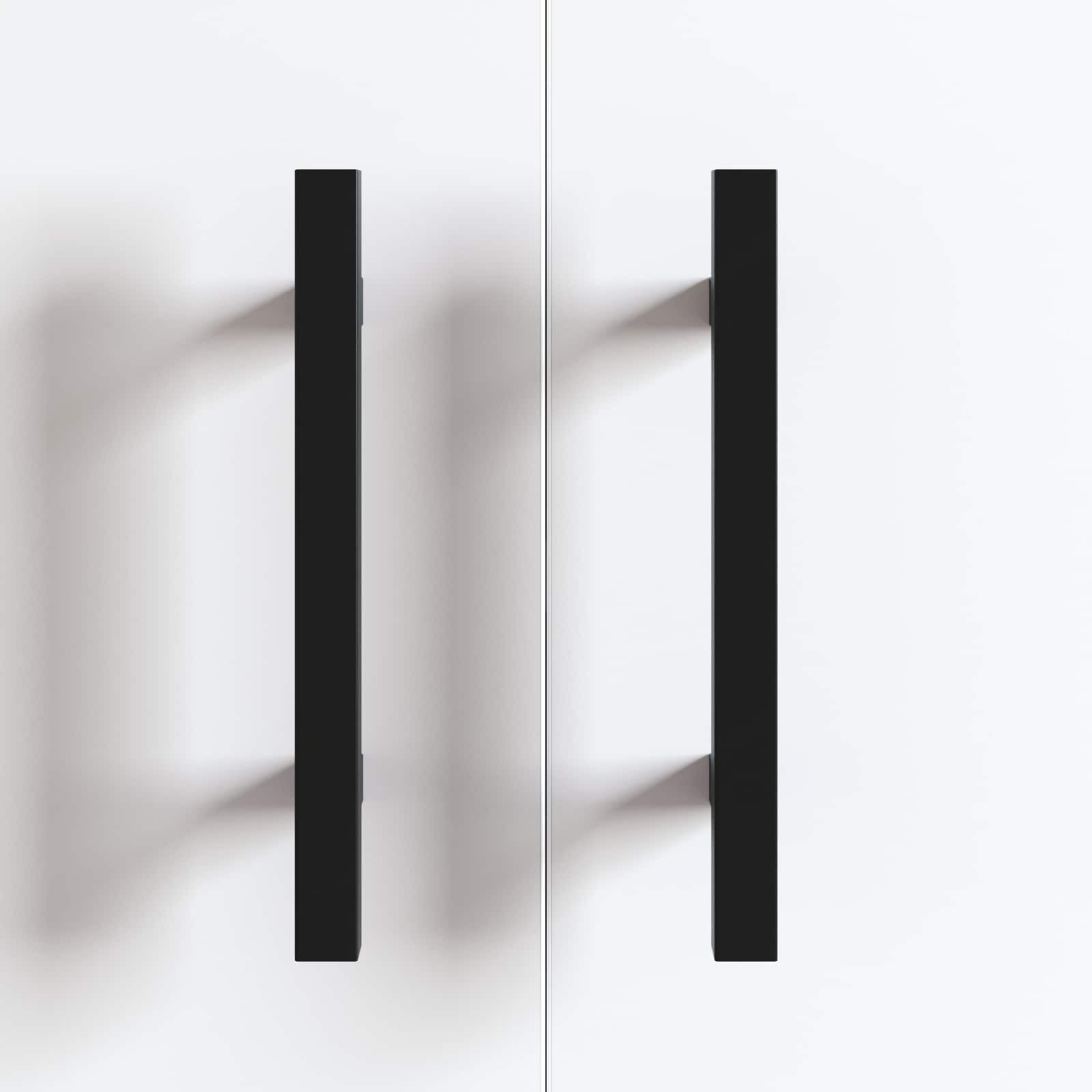 Set di 12 maniglie per armadi, colore nero, in acciaio inox, 150 mm, moderne, opache per mobili da cucina, comò e cassetti, maniglie angolari per credenze e ante degli armadi