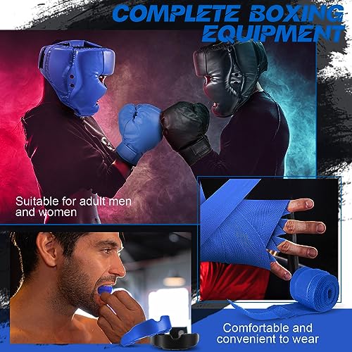 Image of Kanayu 14 Pcs Boxing Gloves and Headgear Set for Beginners Youth 16 Ounce Boxing Gloves Headgear Helmet Hand Wraps Mouth Guards Equipment for Beginners Training Equipment Gifts