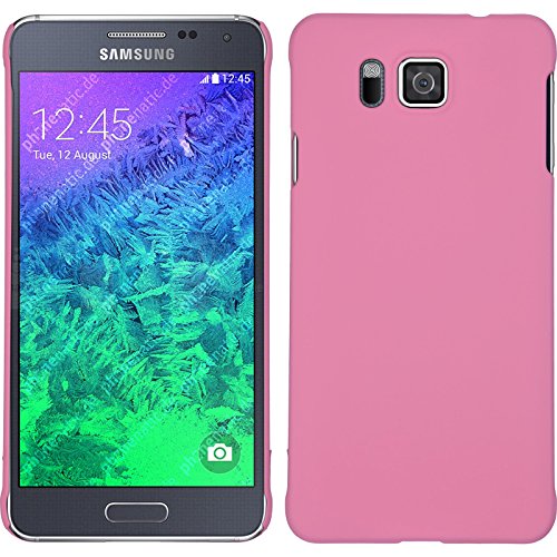 PhoneNatic Coque Rigide Compatible avec Samsung Galaxy Alpha - gommée Rose - Cover Cubierta + Films de Protection