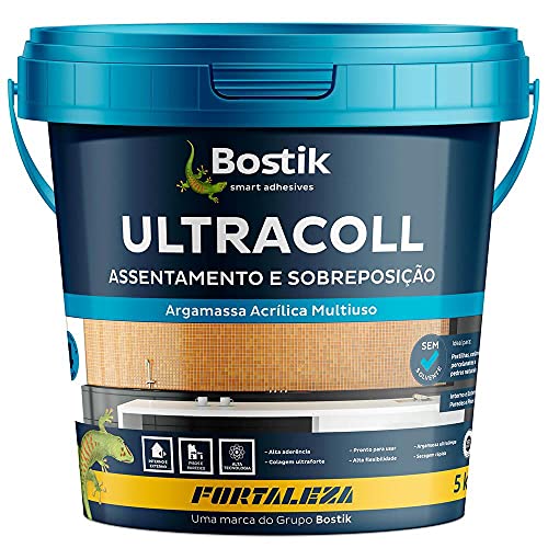 FORTALEZA Argamassa Acrílica Ultracoll – Alta Aderência para Revestimentos de Cerâmica e Porcelanato – Ideal para Paredes e Pisos – Uso Interno e Externo – 5kg