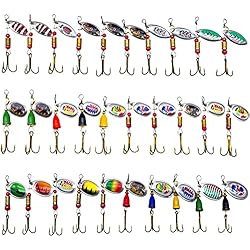 Pesca Del Lucio Con Cucharilla FedMois 30 Piezas Cucharillas Pesca para Trucha Lucio Perca Kits de Señuelos