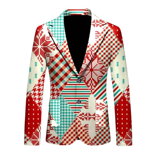 Generisch Chaqueta de Papá Noel con estampado de personalidad para hombre, estilo informal, verde menta, L