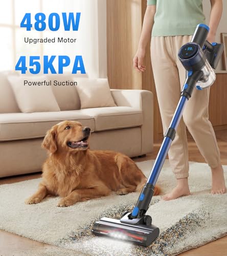 480W Cordless Vacuum Cleaner, 45KPa Self-Standing Stick Vacuum with LED Display - image 2