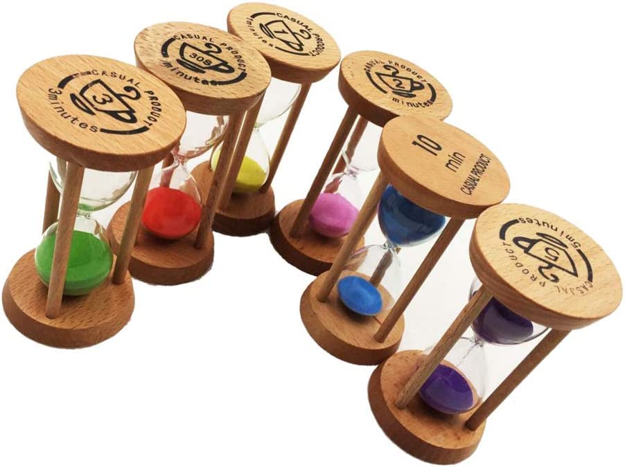 Clessidra 15 Minuti Relaxdays Set 4 Clessidre Timer Legno - 30sec, 1min, 3min, 5min - Colorate Per Bambini Clessidra 5 Minuti