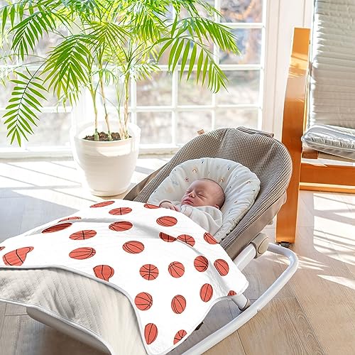Image of Swaddle Blanket for Basketball Balls Baby Receiving Blanket Muslin Baby Swaddles Soft Cotton Breathable Nursery Blankets for Unisex Boys and Girls 30x40 Inch