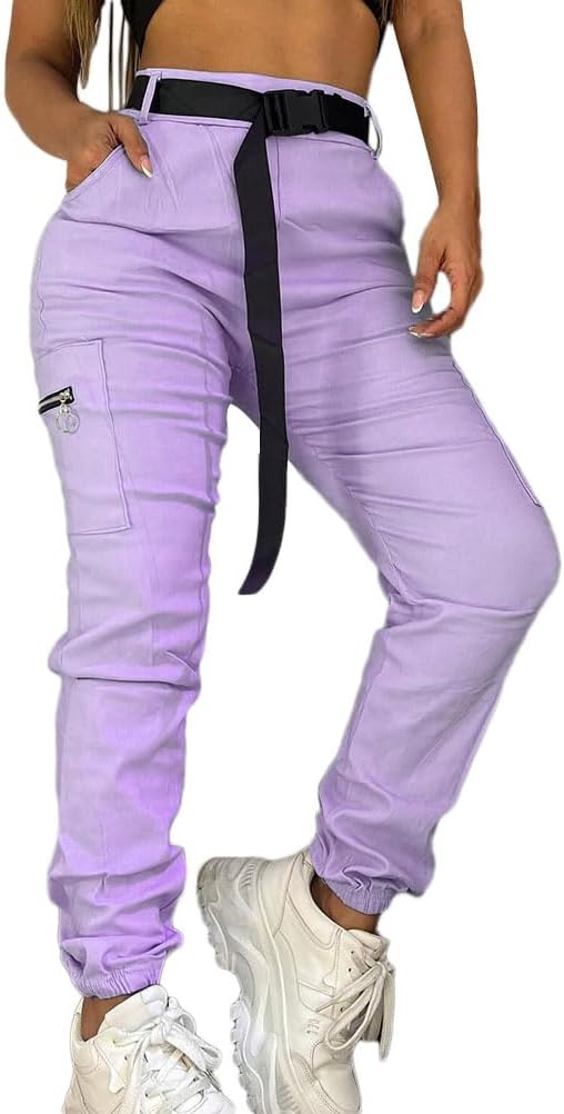 Onsoyours Pantaloni Donna Estate Y2K Baggy Vita Alta Pantaloni Cargo Coulisse Pantaloni Cargo Y2K Tasche Pantaloni Moda Streetwear Pantaloni Hippie C Bianco S