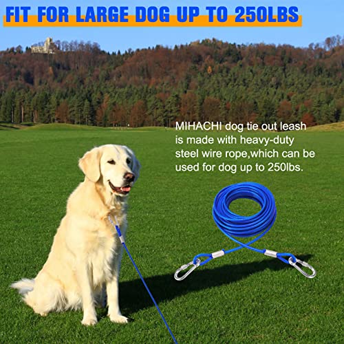 Image of Mihachi 50Ft Dog Tie Out Cable for Dog Up to 250lbs, Steel Wire Dog Leads for Yard, Dog Runner for Yard, Rust- Proof Training Tether for Medium to Large Dog Chains Outside