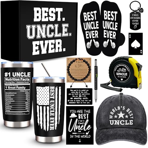 11 Pcs Best Uncle Ever Gift, Father's Day Gifts, Uncle Gifts for Men with 20 Oz Tumbler Socks...