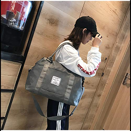 AUSTARK Sports Duffel Bag, Travel Weekender Gym Tote Bag, Large Nylon Overnight Shoulder Bag with Trolley Sleeve and Wet Pocket for Women Men (Grey)