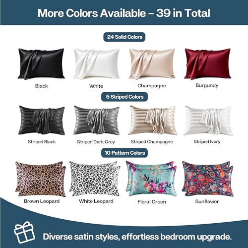 Image of MR&HM Satin Pillowcase for Hair and Skin, Silk Satin Pillowcase 2 Pack, Queen Size Pillow Cases Set of 2, Silky Pillow Cover with Envelope Closure (20x30, Teal)
