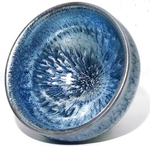 抹茶碗 油滴ブルー釉茶碗 茶碗 油滴 茶碗 手作り 建盞 和食器 天目盃 酒器 料亭 (将軍杯,1個)