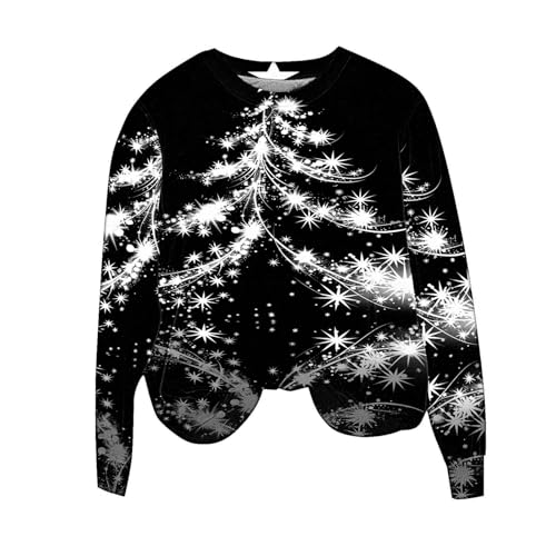 Christmas Sweatshirts for Women 2024 Glitter Xmas Tree Graphic Long Sleeve Crewneck Shirt Casual Fall Winter Pullover3
