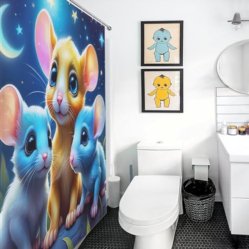 Souris mignonne rideau de douche polyester imperméable lavable 168x183cm - 3