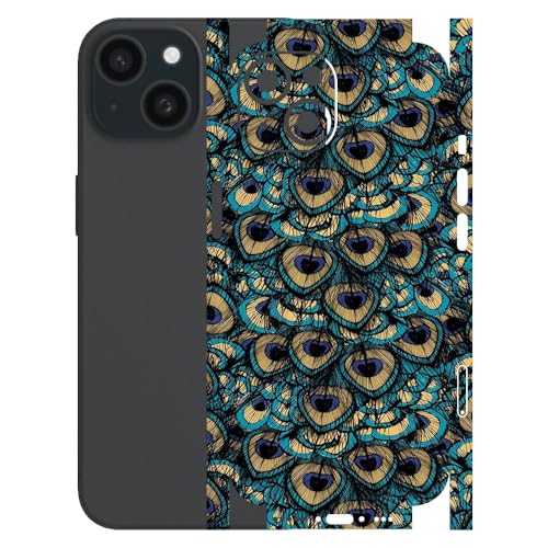 Image of AtOdds - Full Body Back Screen Guard Protector Film - Lamination Wrap Skin Sticker for iPhone 15 | Scratchproof Matte Finish (Design - Peacock)