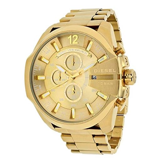 Diesel Men's Mega Chief Quartz Stainless Steel Chronograph Watch, Color: Gold-Tone (Model: DZ4360)