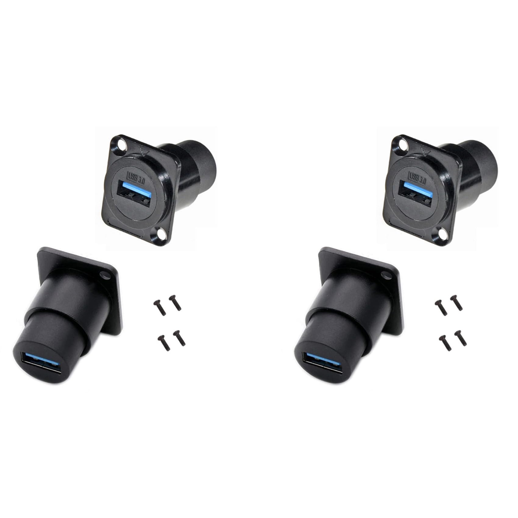 Jnchdghwa Women's Black 4Pcs D Type Metal Usb3.0 Socket To Usb 3.0 Connector D-Type Usb Panel Mounting Solderless Signal Coupler