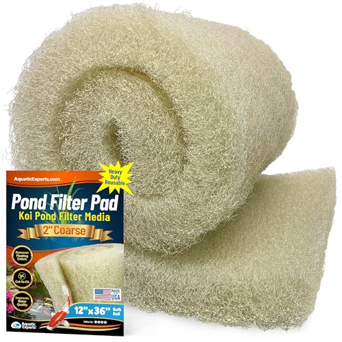 Image of Aquatic Experts Cream COARSE Pond Filter Pad - 2 inch Thick - Bulk Roll Water Garden Filter Pond Media - Made in USA (12 inch by 36 inch)