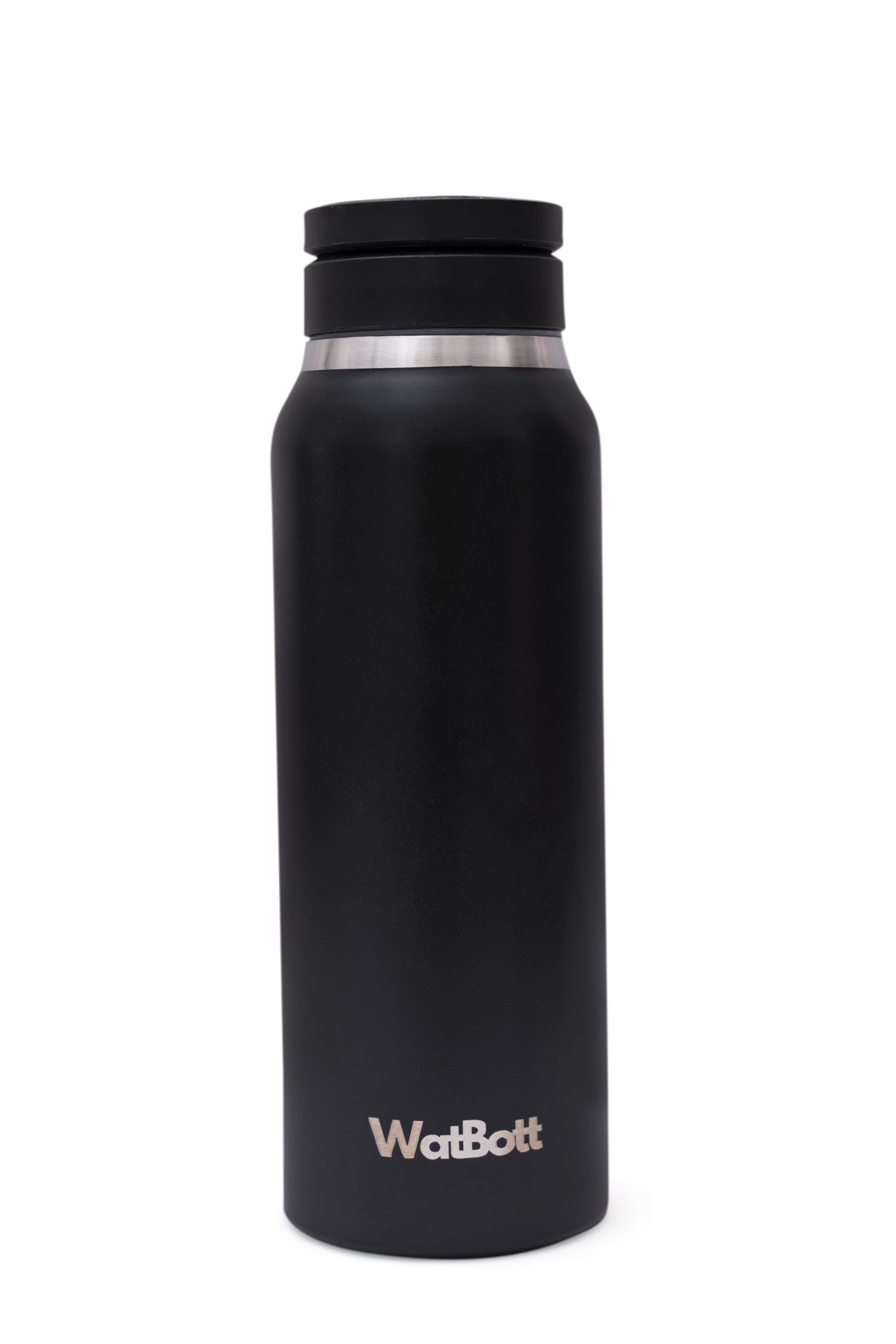Smart Phone Compatible Insulated Bottle with Magnetic Phone Holder - Black - 700ml