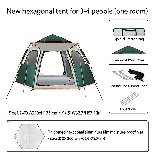 Carpa para camping 3-5 personas pop up impermeable verde miniatura 2