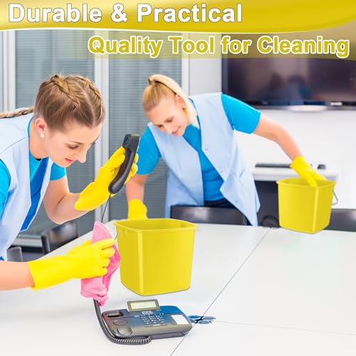 Image of Zhehao 6 Pcs 3 Quart Bucket for Cleaning Small Sanitizer Bucket for Restaurant Square Plastic Pail with Handles for Home, Offices, Commercial Use, Food Service(Yellow)