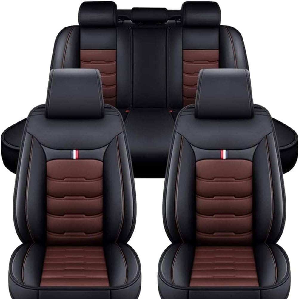Xiulanjiayou F/Black-Coffee Pu Leather Car Seat Covers Or Kia Niro Ⅱ/ Niro Ev/Niro Hybrid 2022 2023, Ull Set Seat Cover Ront Rear Back Seat Cushions Protectors Waterproo Interior Accessories,